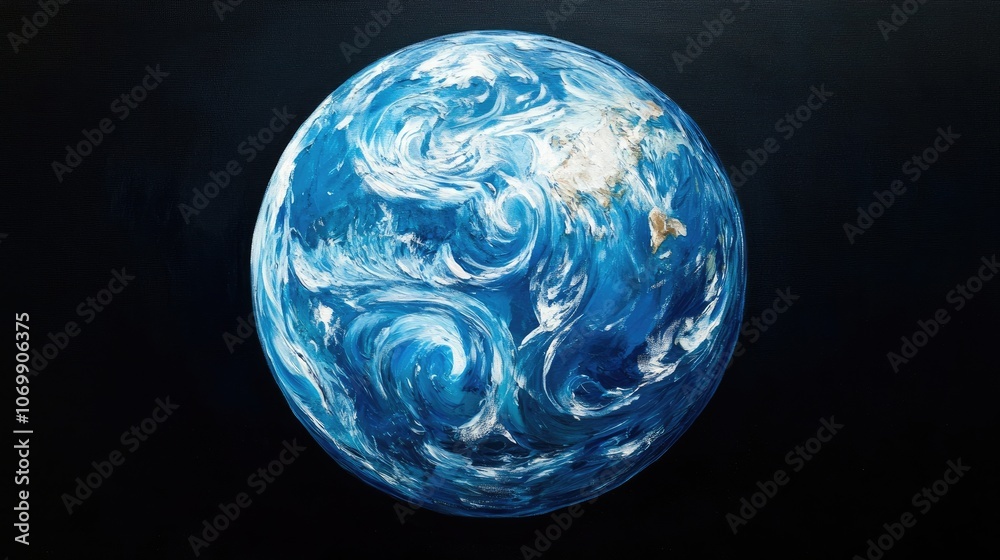 Top view of the ocean and sea surrounding the Earth, creating a blue marble effect. This abstract art captures the beauty of the planet and offers ample copy space for text. Top view of the ocean and sea surrounding the Earth, creating a blue marble effect. This abstract art captures the beauty of the planet and offers ample copy space for text.