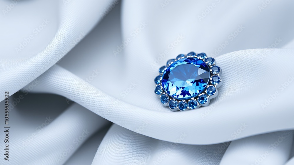 Sparkling Blue Sapphire Oval Brooch Sparkling Blue Sapphire Oval Brooch