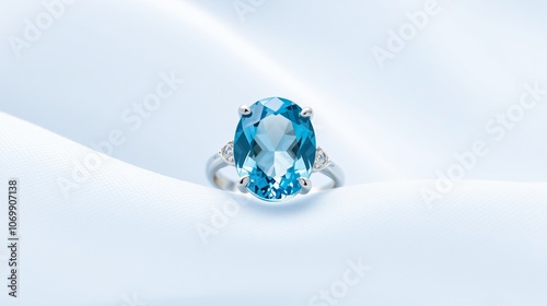 Elegant Sky-Blue Topaz Oval Ring