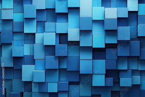 3D abstract blue square pattern background.
