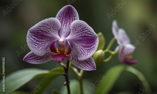 Purple Orchid with Delicate Petals on Soft Background