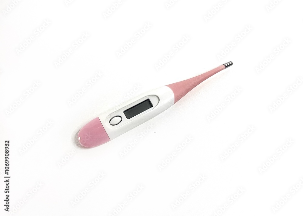 pink thermometer to check the temperature on isolated background pink thermometer to check the temperature on isolated background