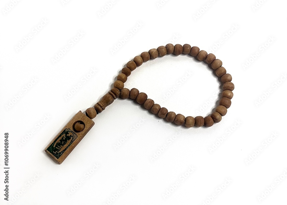 prayer beads for dhikr on an isolated white background prayer beads for dhikr on an isolated white background