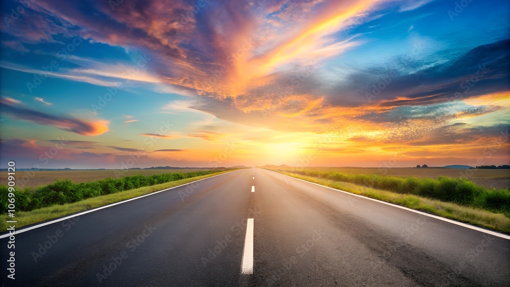 Naklejka premium Highway towards the horizon