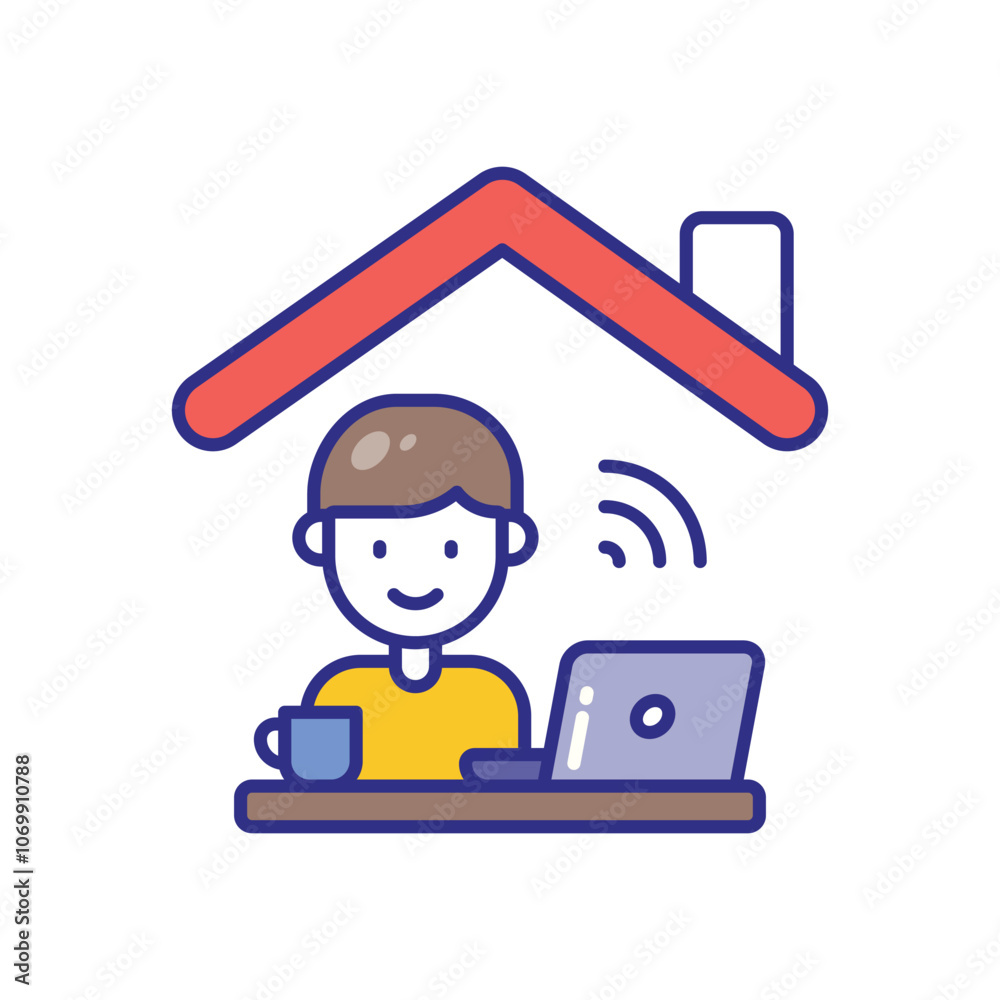 Remote Work vector icon stock illustration Remote Work vector icon stock illustration