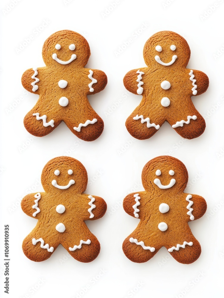 Collection of gingerbread cookies isolated on white background