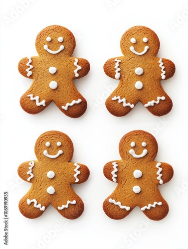 Collection of gingerbread cookies isolated on white background