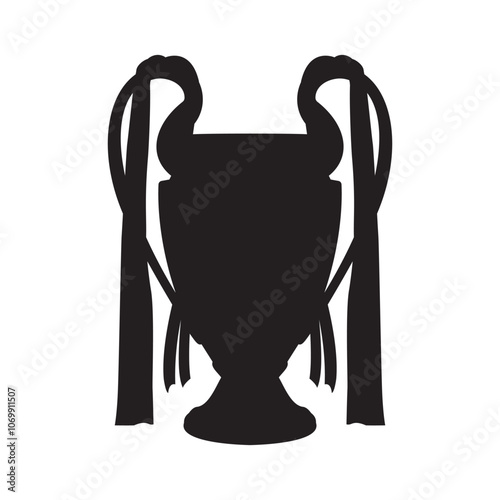 Champion Trophy Sports League Cup Silhouette Vector Illustration