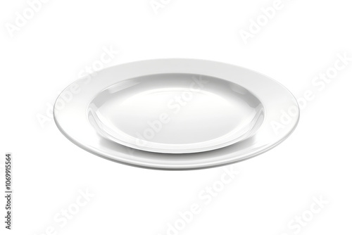 clean, white ceramic plate with smooth surface, ideal for dining and serving. Perfect for elegant table settings and everyday use