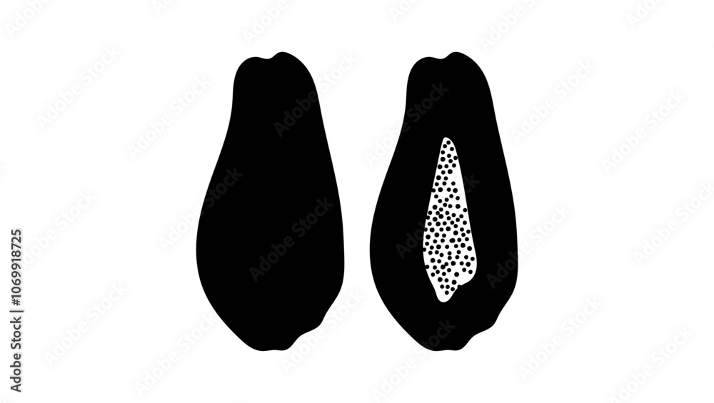Papaya emblem, black isolated silhouette Papaya emblem, black isolated silhouette