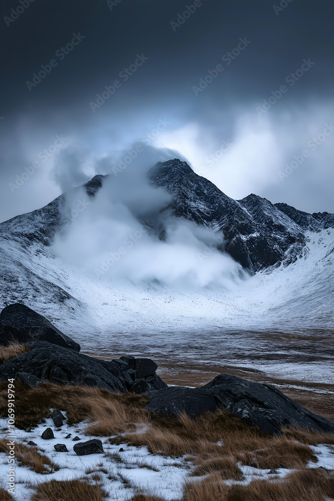 Dramatic Snow-Covered Mountain Landscape Dramatic Snow-Covered Mountain Landscape