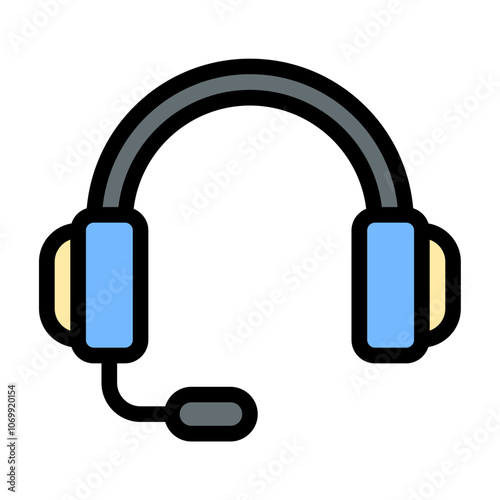 Headset Icon Audio Experience in Flat Line Color Style