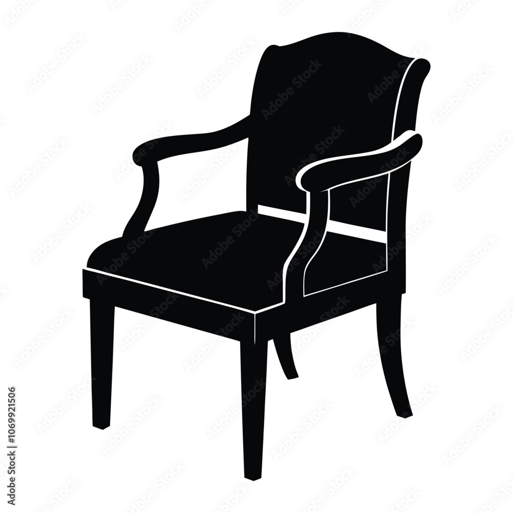 Chair vector silhouette with white background Chair vector silhouette with white background