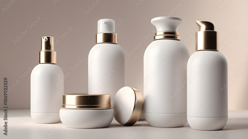 Assorted white bottles for wine and cosmetics on a clean background including wine bottles and various plastic containers for beauty and hygiene products Assorted white bottles for wine and cosmetics on a clean background including wine bottles and various plastic containers for beauty and hygiene products