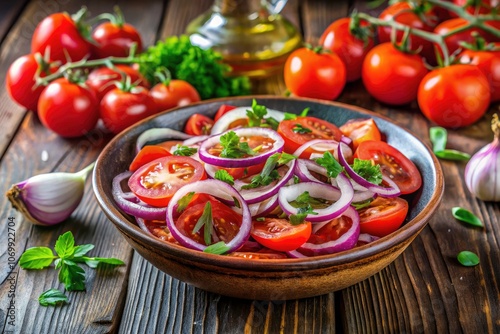 Fresh Tomato and Onion Salad - Vibrant, Healthy, and Delicious Summer Dish for Food Photography Enthusiasts