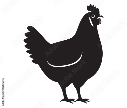 Silhouette of a chicken icon, Hen Silhouette Vector Illustration