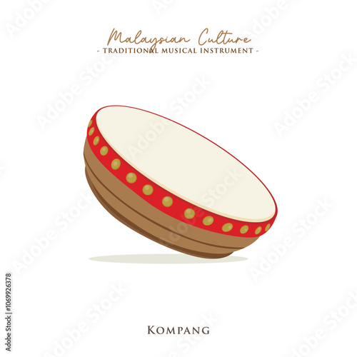 Vector illustration of Malaysian musical instrument called Kompang