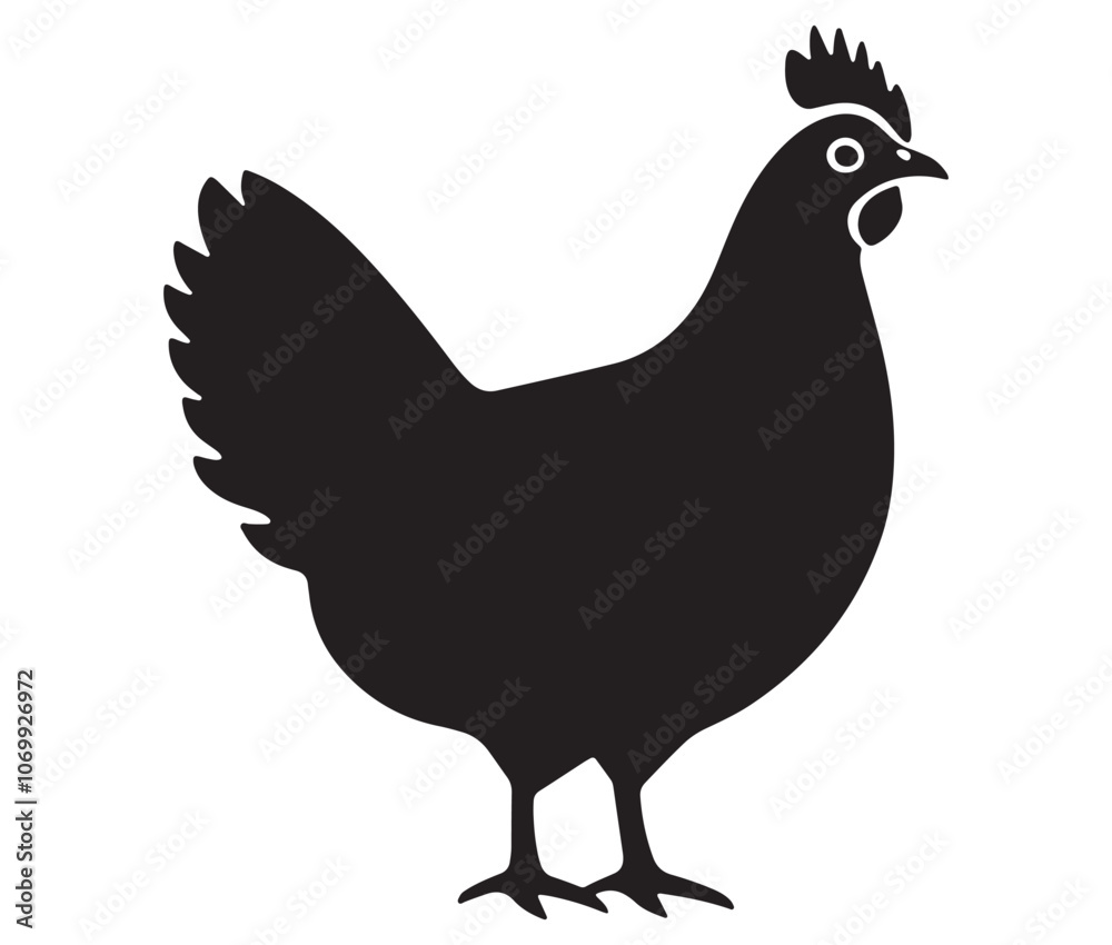 Silhouette of a chicken icon, Hen Silhouette Vector Illustration Silhouette of a chicken icon, Hen Silhouette Vector Illustration