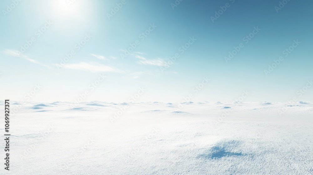 Vast empty winter landscape with clear sky and ample space for text or design elements Vast empty winter landscape with clear sky and ample space for text or design elements