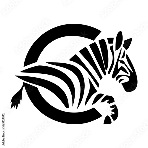 black and white illustration of a tiger