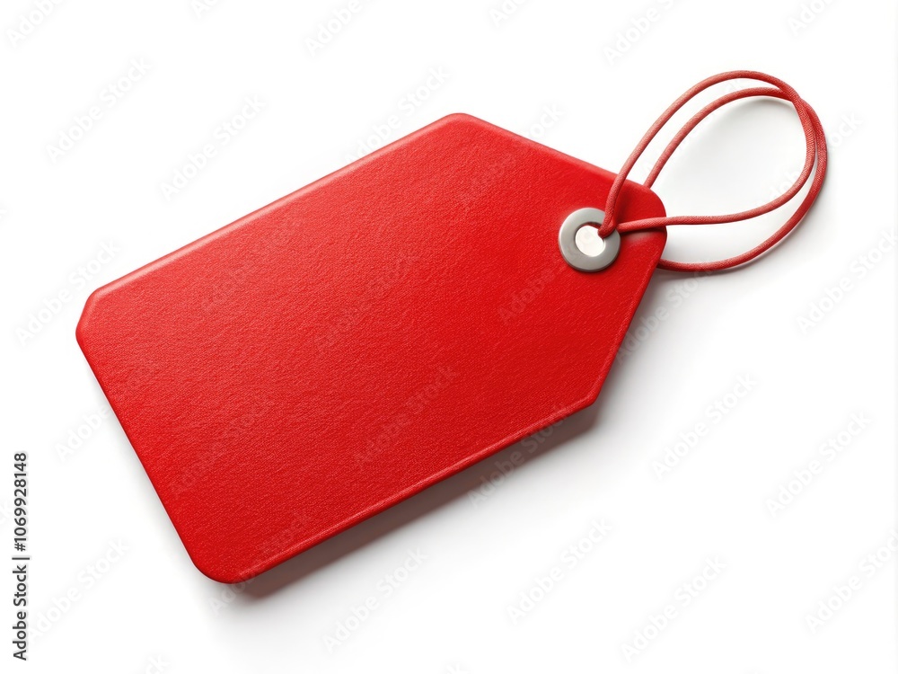 Fototapeta premium Red Price Tag Isolated on White Background for Marketing, Advertising, and Design Needs - Perfect Copy Space for Text or Graphics