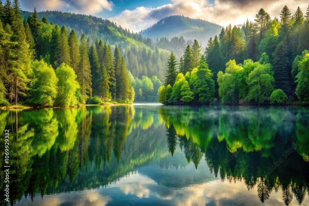 Serene Lake and Lush Forest Double Exposure - Tranquil Nature Scene with Reflections, Peaceful Water, Scenic Landscape, and Vibrant Greenery for Relaxation and Mindfulness Serene Lake and Lush Forest Double Exposure - Tranquil Nature Scene with Reflections, Peaceful Water, Scenic Landscape, and Vibrant Greenery for Relaxation and Mindfulness
