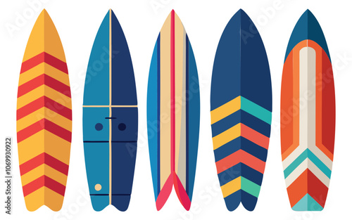 surfboard element collection white background
