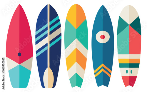 surfboard element collection white background