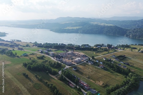 Stunning aerial view of Lake Czorsztyn in Poland