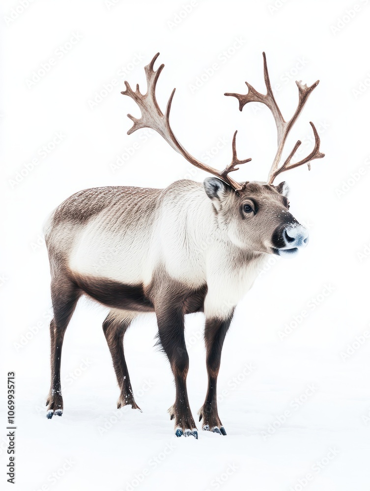 Fototapeta premium A single reindeer stands in front of a plain Png background, a Beaver Isolated on a whitePNG Background