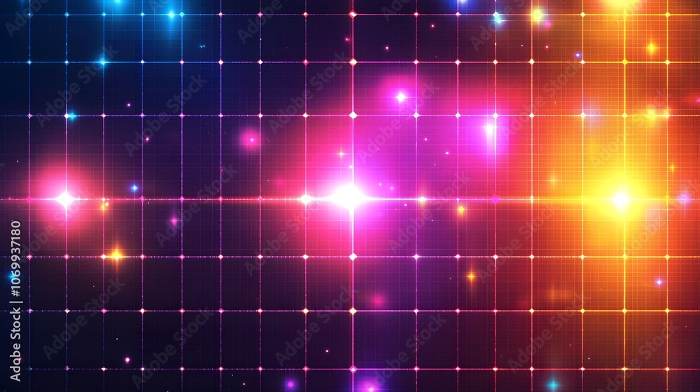 Sci-Fi Inspired Neon Grid with Radiant Horizon Sci-Fi Inspired Neon Grid with Radiant Horizon