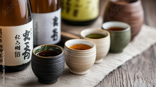 Sake Tasting Flight with Different Sake Varieties