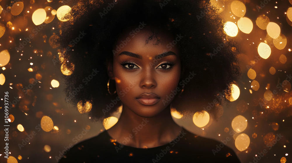 Portrait of a woman with glowing bokeh background Portrait of a woman with glowing bokeh background