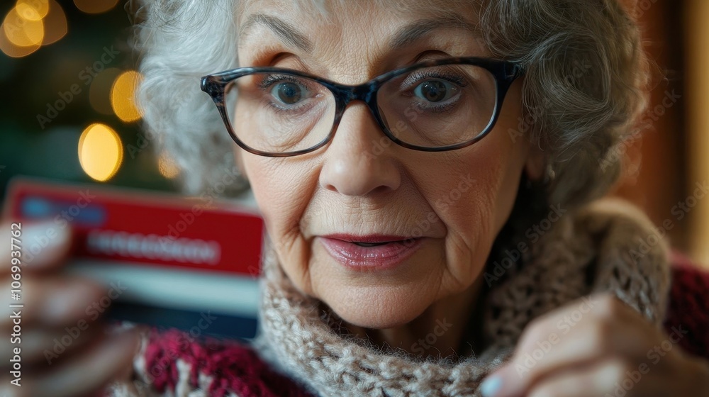 Close up of Elderly Woman Holding Credit Card and Calculator for Personal Finance Management Close up of Elderly Woman Holding Credit Card and Calculator for Personal Finance Management
