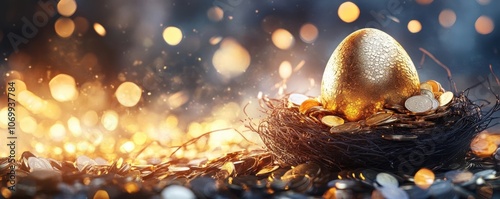 Golden Egg Nest with Coins ...