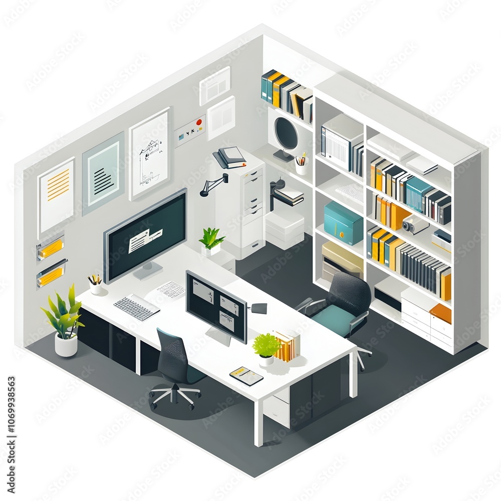 Sleek and Functional Modern Office Workspace with Minimalist Furniture and Decor Sleek and Functional Modern Office Workspace with Minimalist Furniture and Decor