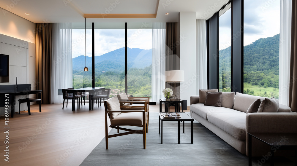 Fototapeta premium Exquisite 5-Star Hotel Suite with Scenic View