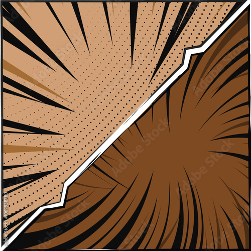 Comic book colorful radial lines collection. Cartoon comics background with speed lines. Halftone and dotted effects in pop art style. Retro Pop Art style. Vector illustration. Royalty Free. EPS 10