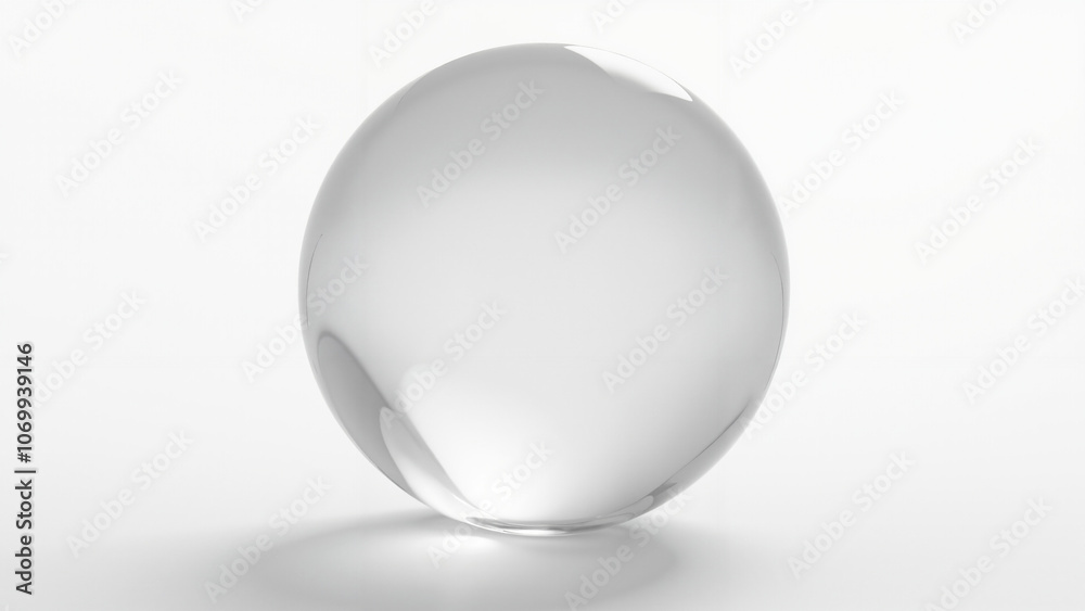 Transparent Glass Sphere on White: Elegant Orb for Product Photography, Scientific Visualization, or Abstract Art Transparent Glass Sphere on White: Elegant Orb for Product Photography, Scientific Visualization, or Abstract Art