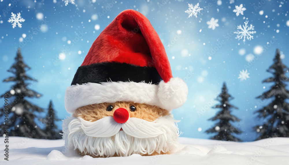 Fototapeta premium Santa Hat in a Winter Wonderland