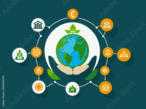 ESG concept icon for business and organization, Environment, Social, Governance and sustainability development concept with flat infographic design vector illustration
