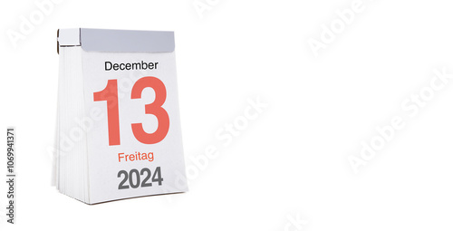 Kalender mit Freitag dem 13. Dezember 2024 photo