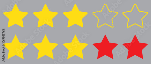 three stars customer product rating review flat icon for apps and websites
