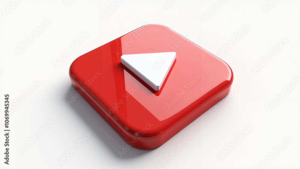 3D Red Play Button: Modern Media Icon for Video Streaming, Mobile Apps ...