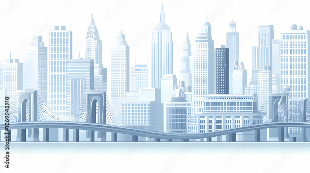 custom made wallpaper toronto digitalA stylized cityscape with skyscrapers and a bridge.