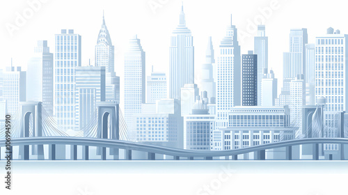 Wallpaper Mural A stylized cityscape with skyscrapers and a bridge. Torontodigital.ca