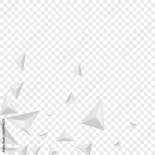 Greyscale Element Background Transparent Vector. Crystal Technology Template. Hoar Shape Tile. Polygon Luxury. Silver Origami Banner.