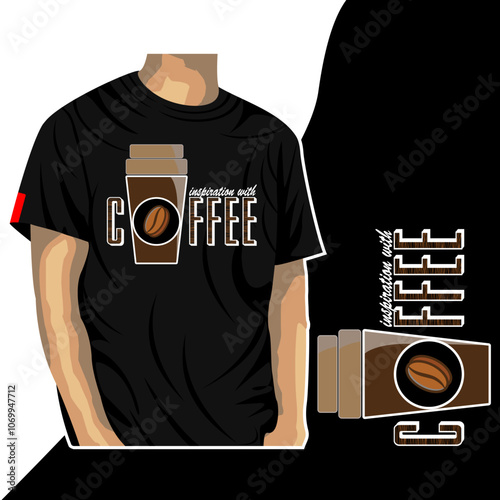 Classic Coffee Cup Design with Minimalist Typography for T-Shirt Print