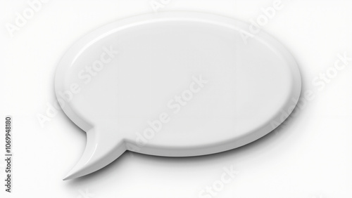 Glossy White Speech Bubble: Minimalist Communication Icon for Presentations, Apps, and Graphic Design photo