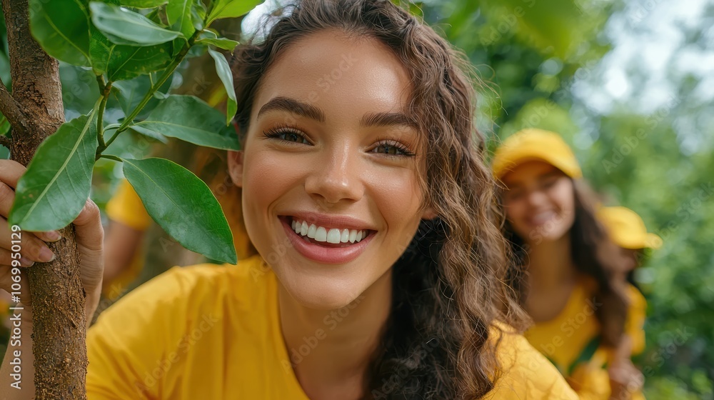Joyful Young Adults in Nature Smiling and Engaging Joyful Young Adults in Nature Smiling and Engaging